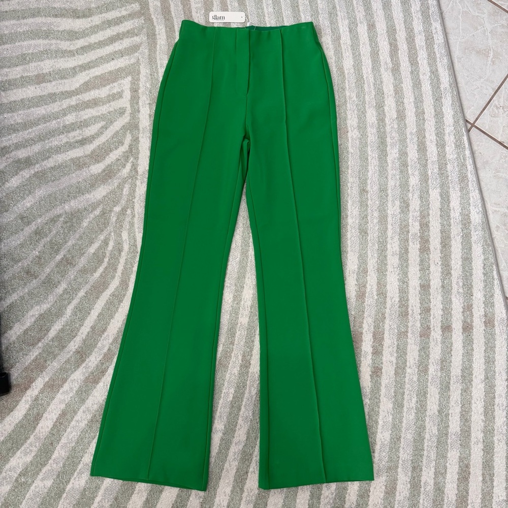 glam Emerald Green Flare Pants